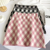 Strickrock mit Gingham-Muster und Rautenmuster